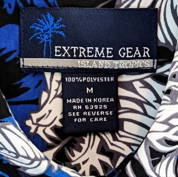 Extreme Gear Men's Blue Graphic Dragon Hawaiian Floral Button Shirt Size Medium - Picture 5 of 5